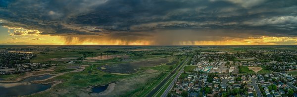 Evening Storm Approaching, Aerial View Looking North, Strathmore, AB, 2022-06-11