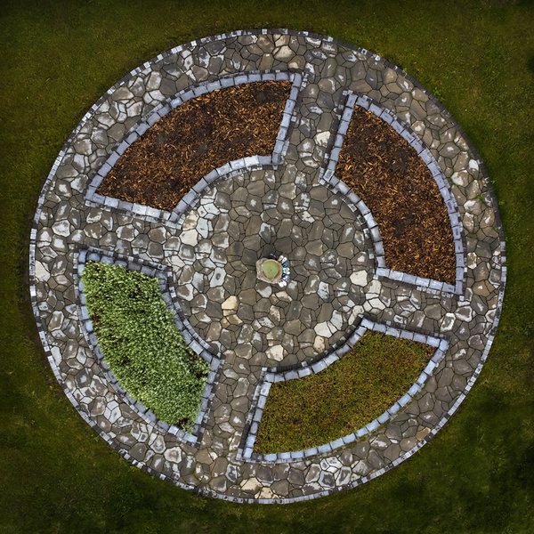 Every Child Matters, Aerial View of Indigenous Reconciliation Memorial, Kinsmen Park, Strathmore, AB, 2022-06-18