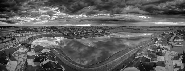 Strathmore Lake From On High, Panoramic 2, Strathmore, AB, 2022-06-18