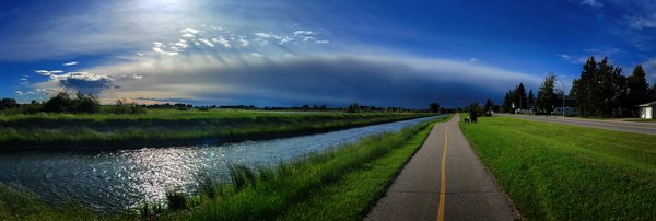 Path to an Uncertain Future, Storm System North of Town, Strathmore, AB, 2022-06-23