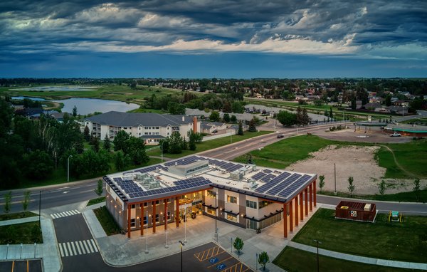 Municipal Building at Dusk, Strathmore AB, 2022-06-27