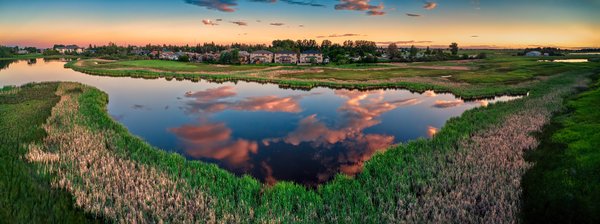 Clouds Reflected 01, Lower Pond, Gray's Ponds, Strathmore, AB, 2022-07-05