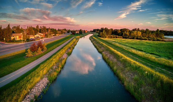 Canal Canoodling at Dusk, Irrigation Canal Along Thomas Drive, Strathmore, AB, 2022-07-13