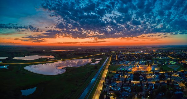After Sunset, Looking North, Thomas Drive, Strathmore, AB, 2022-07-29