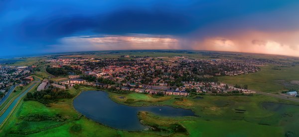 Sunset, Looking South West, Gray's Ponds, Strathmore, AB, 2022-07-30