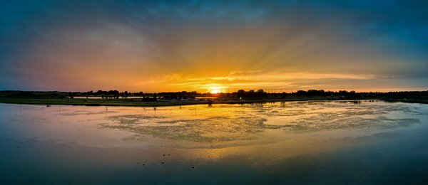 Sun Tipping the Horizon, Gray Pond, Strathmore, AB, 2022-08-09
