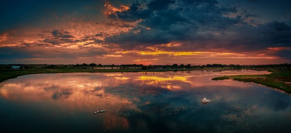 Dying Sunset Over Large Pond, Gray Park, Strathmore, AB, 2022-08-10