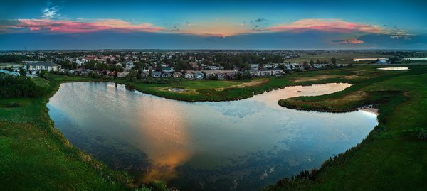 Sunset over South Pond, Gray Park, Strathmore, AB, 2022-08-11