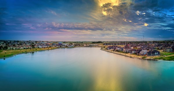 Looking South at Dusk, Strathmore Lake, Strathmore, AB, 2022-08-16