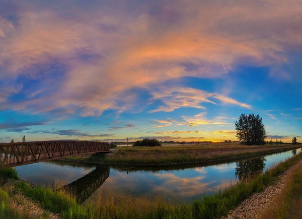 Sunset Over Tom Sadler Bridge, Strathmore, Alberta, 2022-08-29