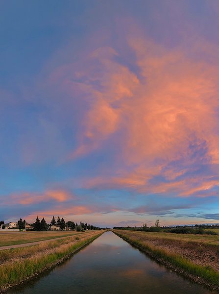 Sunset Over Irrigation Canal, Strathmore, Alberta, 2022-08-29