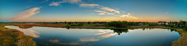 Sunrise over the lower pond, Gray Park, Strathmore, Alberta, 2022-09-28