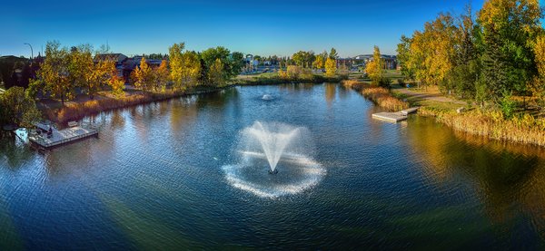 Fall Fountain, North View, Kinsmen Park, Strathmore, Alberta, 2022-10-03
