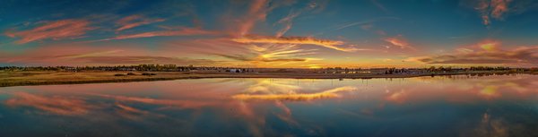 180 Degree Sunset Panoramic, Gray Pond, Strathmore, AB, 2022-10-13