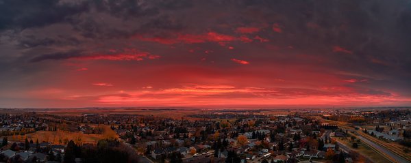 Sunrise, Elevated View from Above Thomas Drive, Strathmore, AB, 2022-10-20