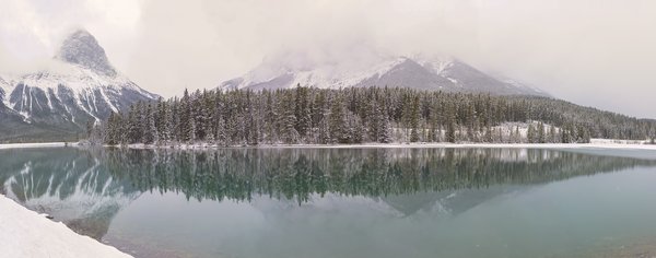 Canmore Reservoir, Colour Panoramic, Canmore Nordic Centre Provincial Park, AB, 2022-11-06