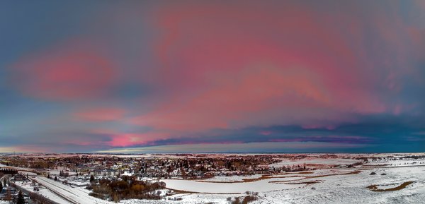 Alpenglow at Sunrise, Looking West, Strathmore, AB, 2022-11-24