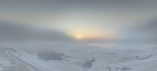 Icing Problems, Foggy Sunset, Strathmore, AB, 2022-01-11