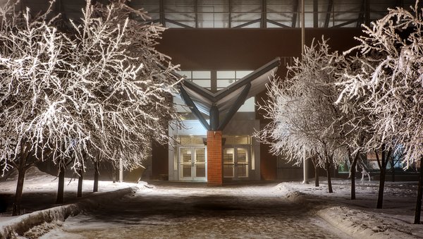 Frosty Evening at the High School, Strathmore, AB, 2022-01-16