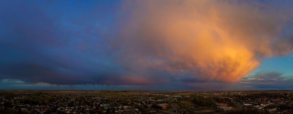 Sunset at 80m Elevation, Looking SE, Strathmore, Alberta. 2023-05-11