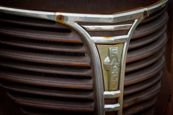 Grill and Badge, Classic Fargo Truck, Morrin, Alberta. 2023-05-20