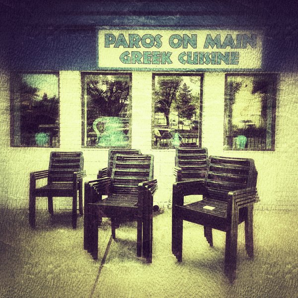 Stacked, Paros on Main Street North, Airdrie, Alberta, 2023-08-10
