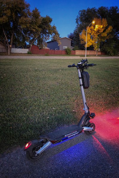Microtransportation at Dusk, Walking Trail, Thomas Drive, Strathmore, Alberta, 2023-09-16
