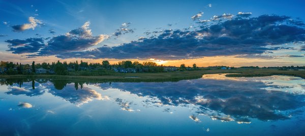 Dusk Falls at the Lesser Pond, Gray Park, Strathmore, Alberta, 2023-09-24
