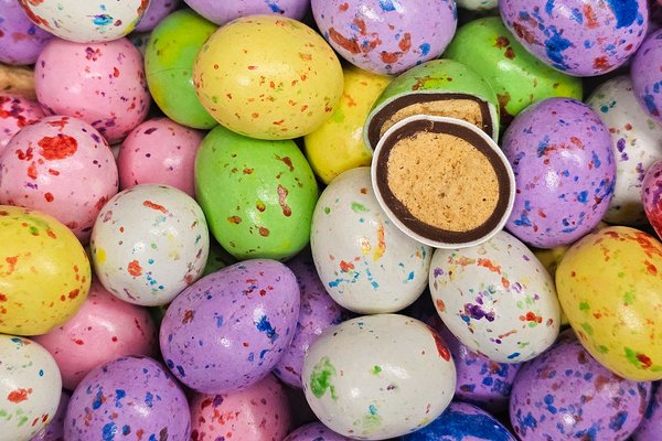 Chocolate coated candy sponge center Easter eggs, Bulk Barn, Calgary, Alberta, 2024-02-10
