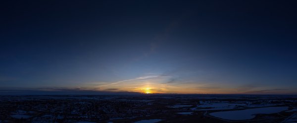 Sunset afterglow over Gray Park, Strathmore, Alberta, 2024-02-19