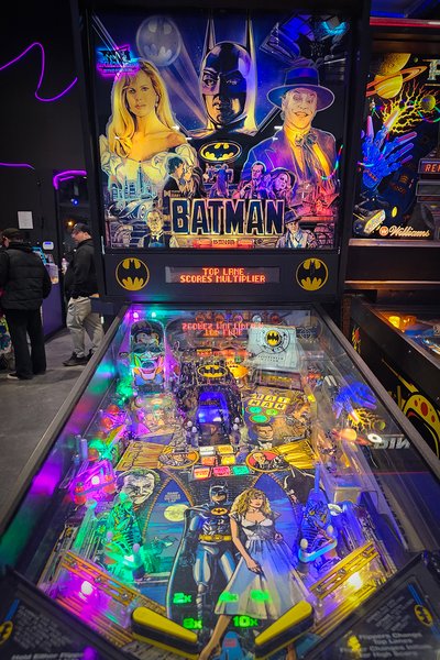 Batman Pinball Machine, Lil' Jay's Family Arcade, Strathmore, Alberta, 2024-02-24