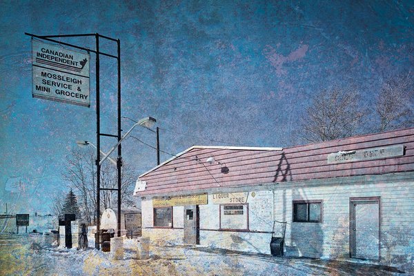 Mossleigh Service & Mini Grocery, Mossleigh, Alberta, 2024-03-04 (Textured)