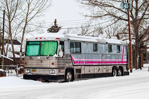 No fuss over the bus, Blackie, Alberta, 2024-03-05