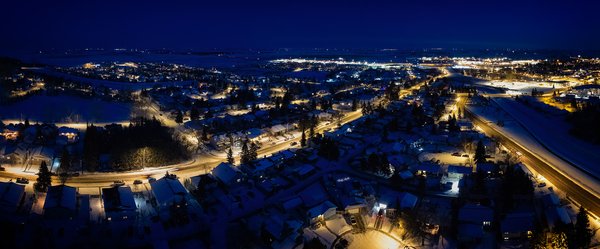 Looking Southwest At Nightfall, Strathmore, Alberta, 2024-03-07