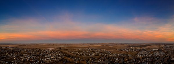Alpenglow to the east, Strathmore, Alberta, 2024-03-16