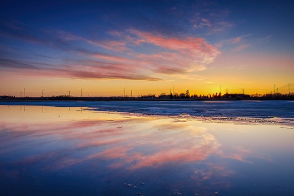 Open for the season, Upper Gray Pond, Strathmore, Alberta, 2024-03-18