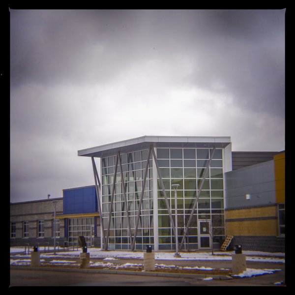 Side of Wheatland Crossing School, Hwy 561 near Standard, AB, 2024-04-06