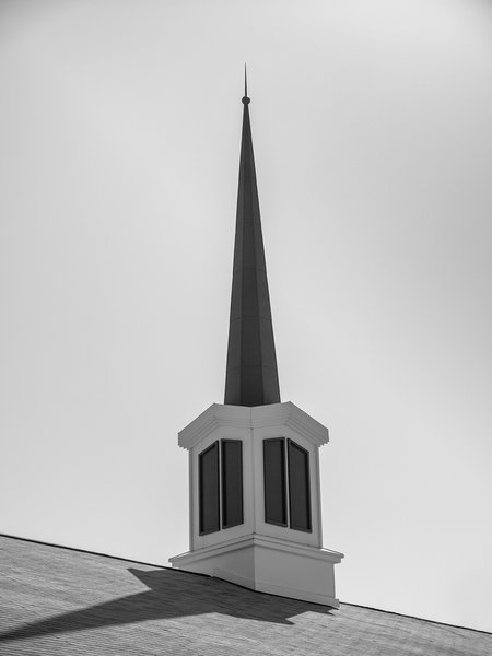 Not polite to point, LDS Church, Strathmore, AB, 2024-04-08 (B&W)