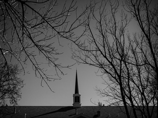 Picture imperfect, LDS Church, Strathmore, AB, 2024-04-08 (B&W)
