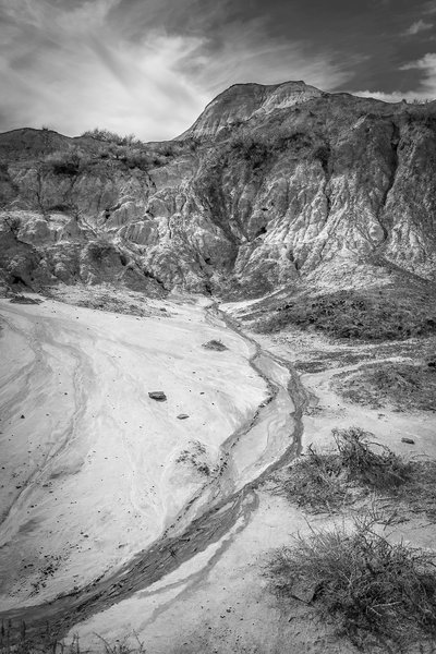 A line in the sand, Portrait, Dinosaur Provincial Park, AB, 2024-04-13