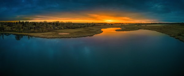 Moody sunset, Lower Gray Pond, Strathmore, AB, 2024-04-28