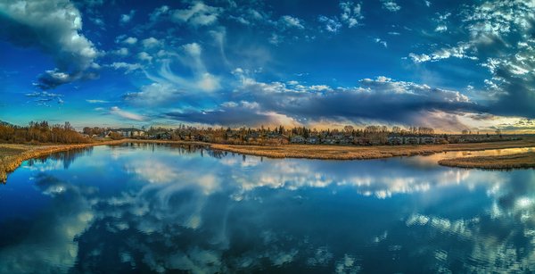 Spring skies are back again, Lower Gray Pond, Strathmore, AB, 2024-05-03