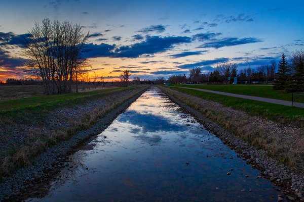 Taps aren't turned on yet, Irrigation Canal Along Thomas Drive, Strathmore, AB, 2024-05-03