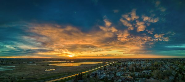 Sunset, Looking NW from Thomas Drive, Strathmore, AB, 2024-05-10