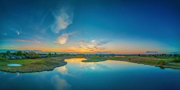Not the sunset we had hoped for, Lower Gray Pond, Strathmore, AB, 2024-05-24