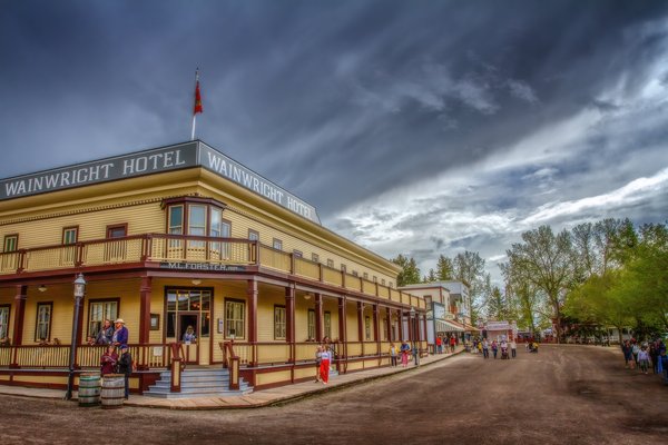 Wainwright Hotel and the Gathering Storm, Heritage Park, Calgary, AB, 2024-05-25