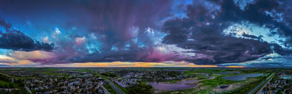 The gathering storm, Looking over Gray Park, Strathmore, AB, 2024-05-29
