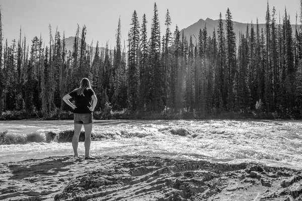 Taking a good hard look, Natural Land Bridge, Yoho National Park, BC, 2024-07-11