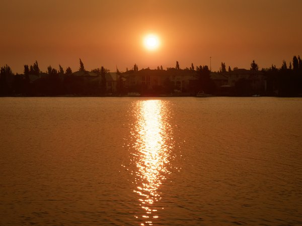 Smoky sunrise, Chestermere Lake, Chestermere, AB, 2024-07-23