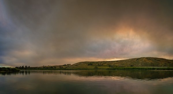 Smoke on the water, Johnson's Island, Wyndham Carseland Provincial Park, AB, 2024-07-24